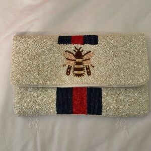 Bumblebee Beaded Purse with gold chain strap or use as clutch